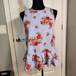 Elegant Floral Ruffle Petite Gateau Blouse